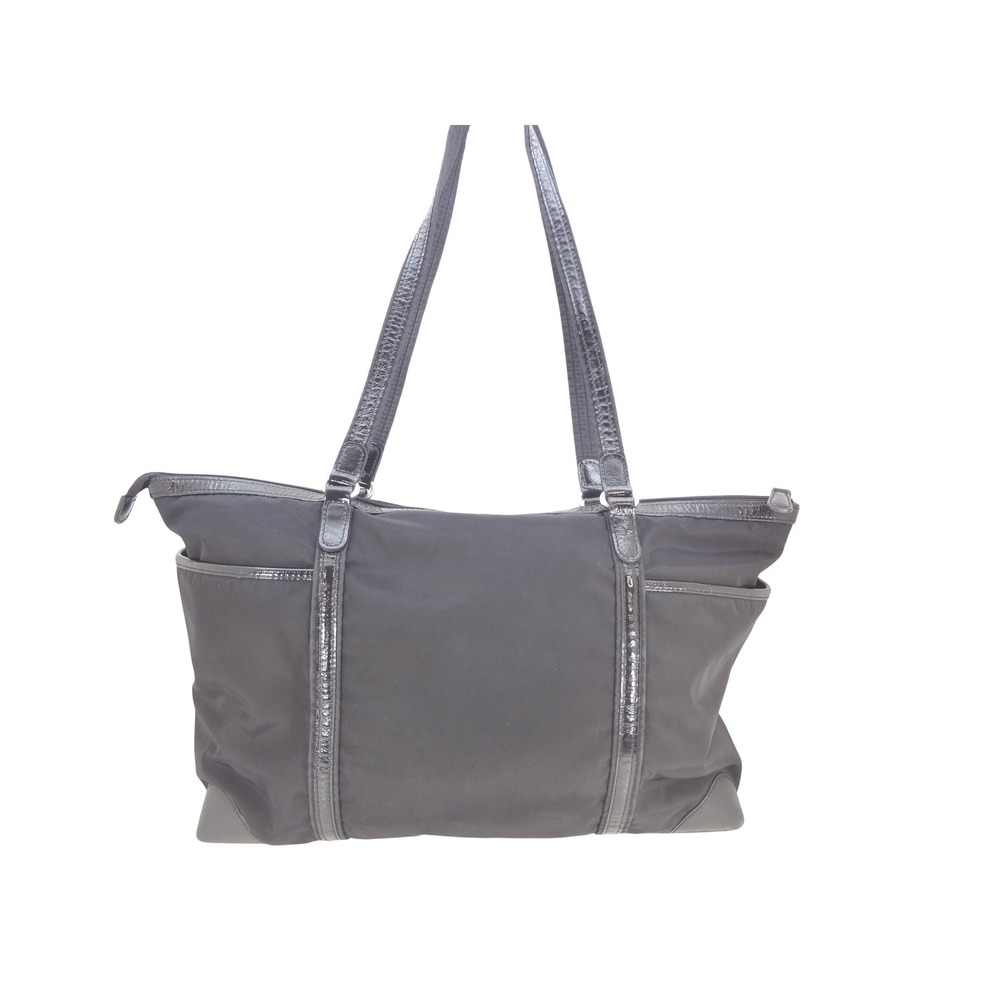 Brighton Heritage Stevie Everywhere Tote Shoulder Bag Black Nylon Patent Leather - Picture 2 of 6